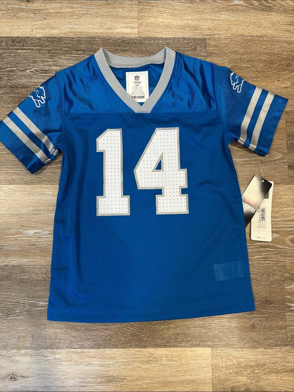NFL Youth Blue #14 Mesh Football Jersey with Silver Accents xs kids